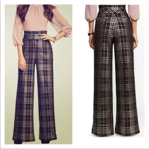 NWT Black and Silver Plaid Pallazo Pants - Picture 1 of 4
